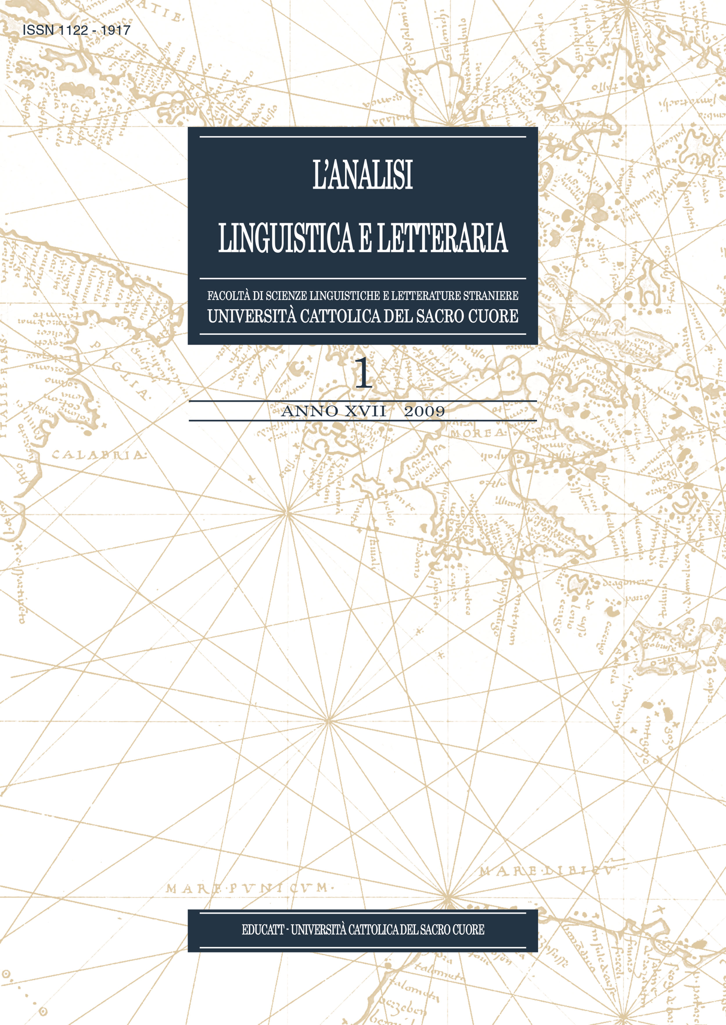 L'ANALISI LINGUISTICA E LETTERARIA VOL 1 (XVII) 2009