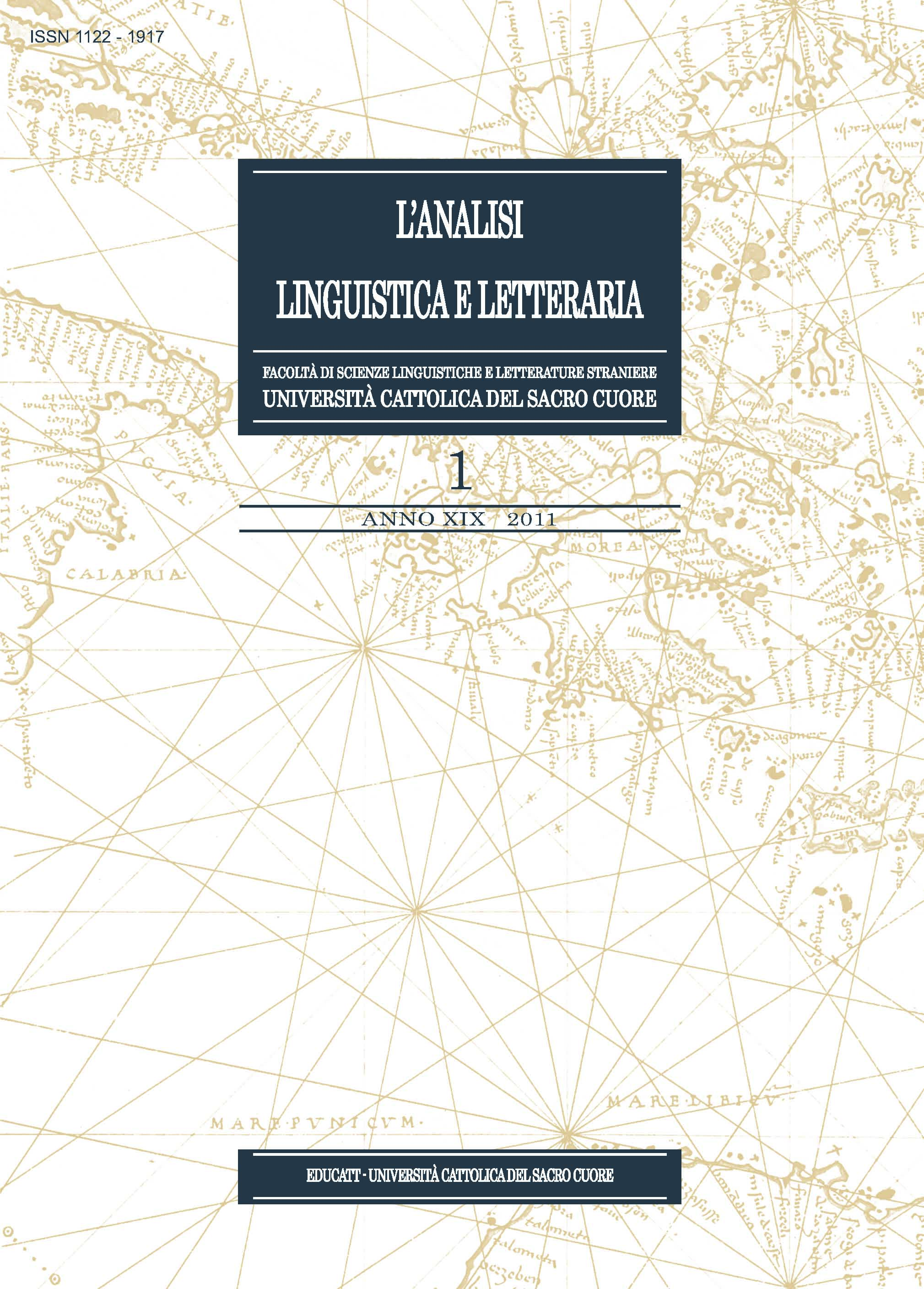 L'ANALISI LINGUISTICA E LETTERARIA ANNO 2011 VOL 1