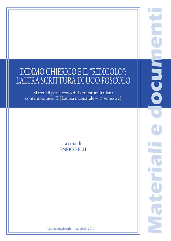 DIDIMO CHIERICO E IL RIDICOLO: L'ALTRA SCRITTURA DI UGO FOSCOLO