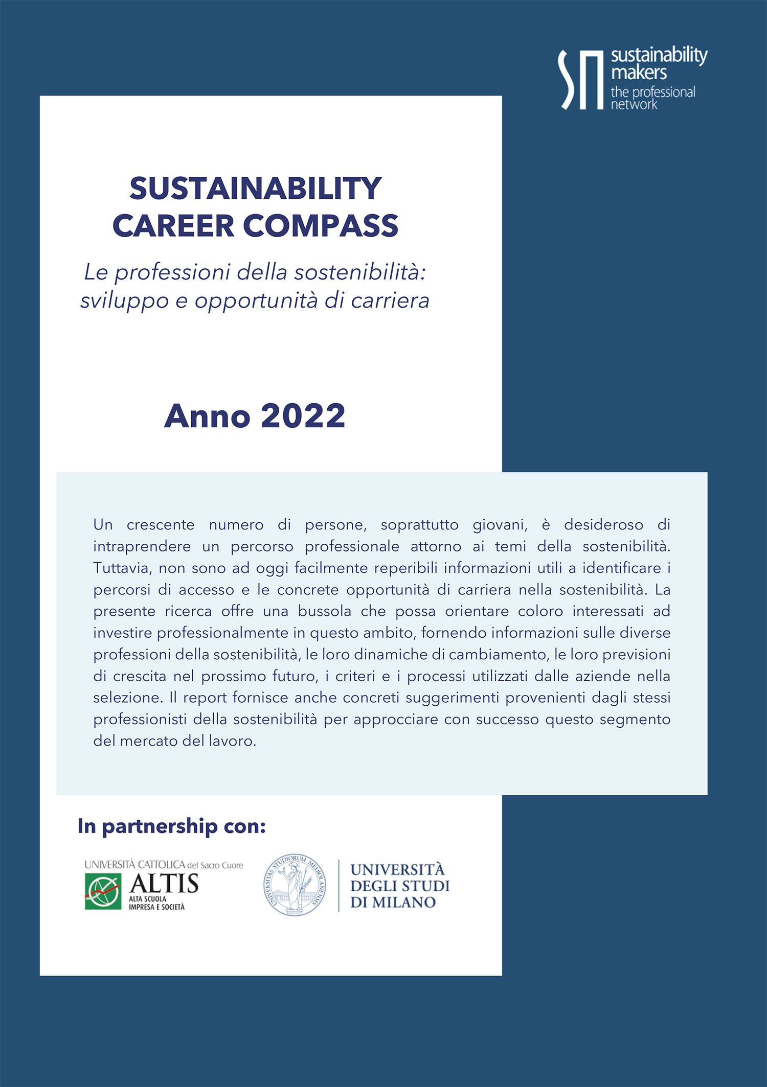 Sustainability Career Compass Anno 2022 - Le professioni della sostenibilità: sviluppo e opportunità di carriera