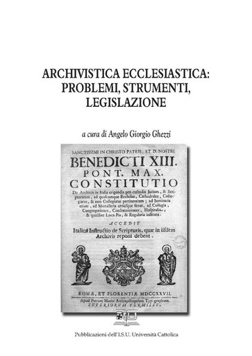 Archivistica Ecclesiastica: Problemi, Strumenti, Legislazione